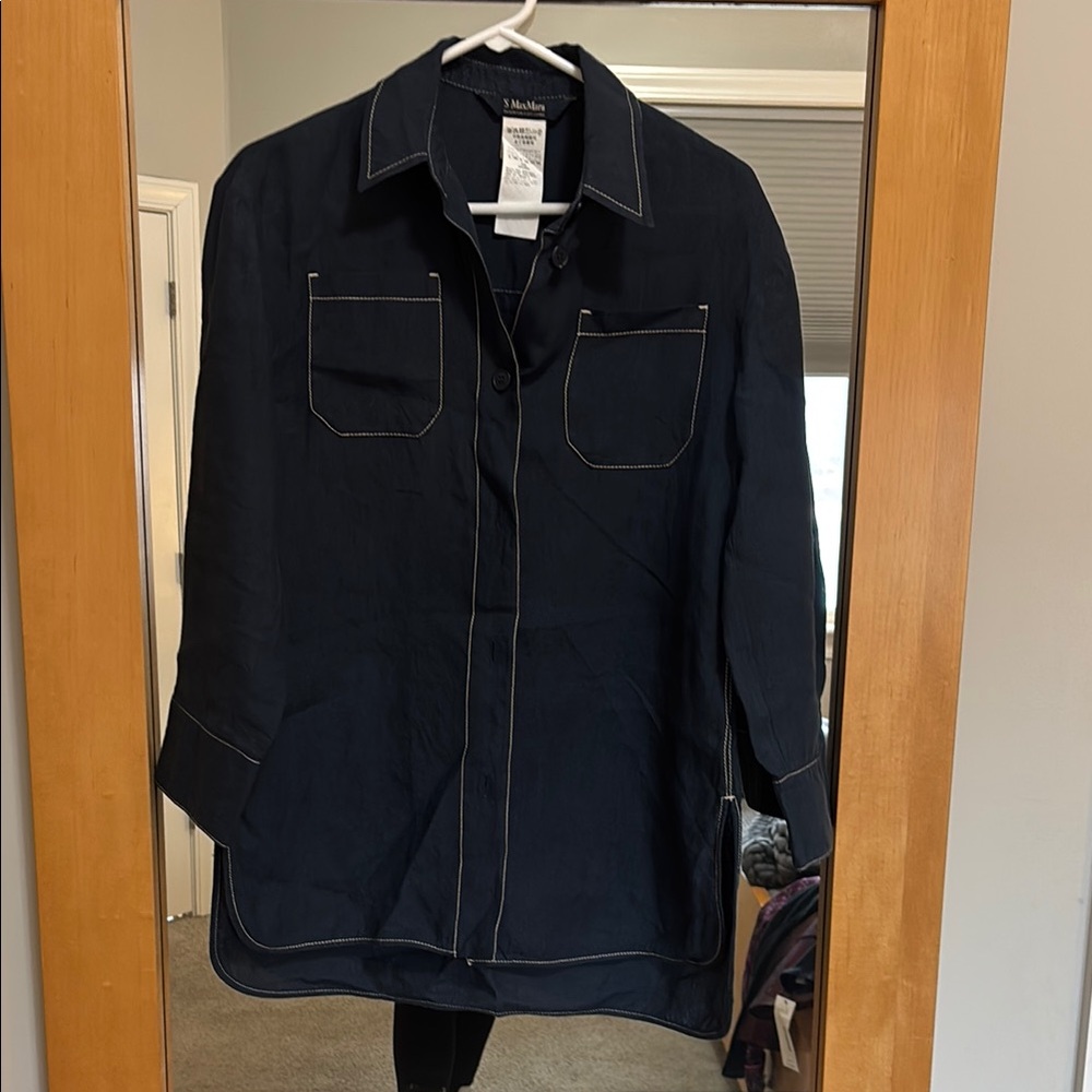 ‘SMaxMara Dark Blue Linen Tunic